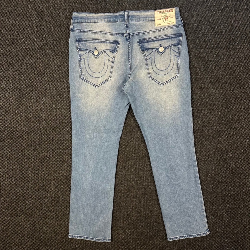 True Religion Ricky Jeans Men 34x30 Relaxed Straight Flap Pocket Light Wash